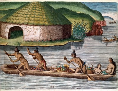 Gravering fra "Admirante Narratio Americae" (Historie om Amerika) af Theodore de Bry (1528-1598) af Theodore de Bry