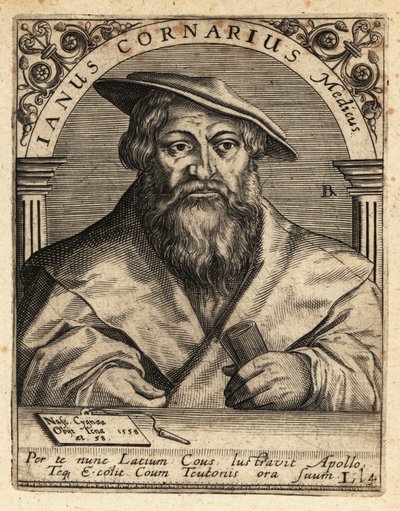 Janus Cornarius, saksisk humanist, c1500-1558. af Theodore de Bry