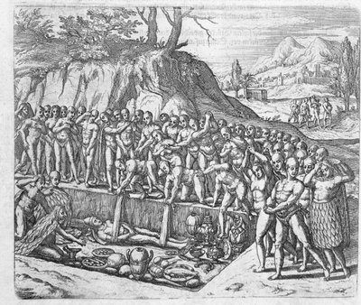 Metode til begravelse af peruvianske konger og adel fra Girolamo Benzonis beretning om erobringen af Peru, fra 