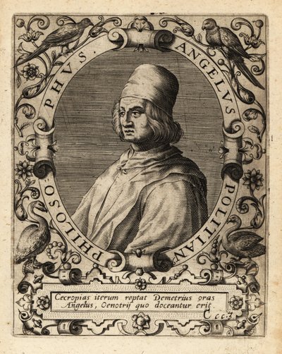 Poliziano, italiensk klassisk lærd. af Theodore de Bry