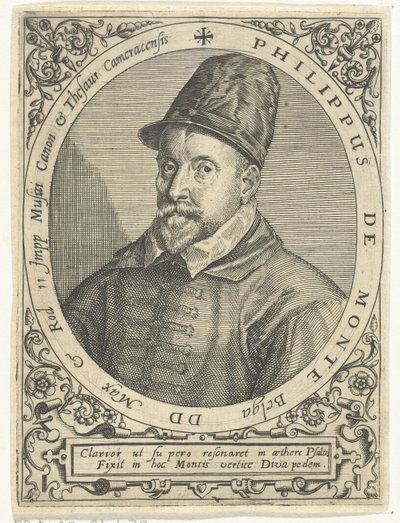 Portræt af komponisten Philippe de Monte (1521-1603) af Theodore de Bry