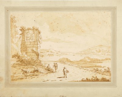 Bugt med ruiner og figurativ staffage af Theodorus Wilkens