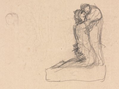 Skitse af to figurer, der omfavner (verso) af Theodule Ribot