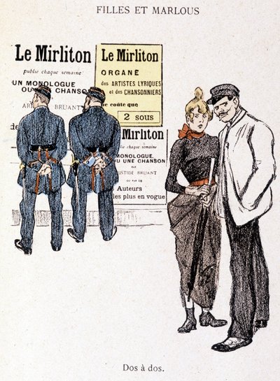 Pige og Marlou: en alfons og en prostitueret bag to politibetjente. I "" In Life"" af Steinlen af Théophile Alexandre Steinlen