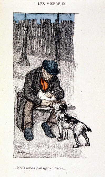Les Miserables: Vi vil dele som brødre (mester og hans hund) - i "" Dans la vie" af Steinlen af Théophile Alexandre Steinlen