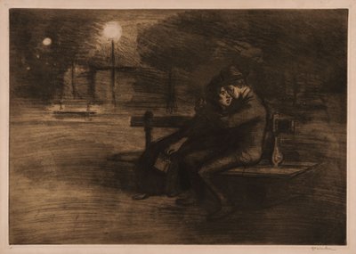 Elskende på en bænk af Théophile Alexandre Steinlen