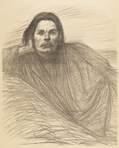Portræt af Maksim Gorkij liggende af Théophile Alexandre Steinlen