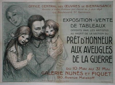Plakat, der reklamerer for et kunstudsalg til fordel for blindede soldater af Théophile Alexandre Steinlen
