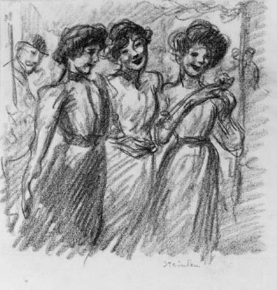 Tre piger af Théophile Alexandre Steinlen