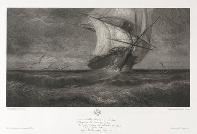 Fantomskibet eller på bølgerne, 1872. af Theophile Narcisse Chauvel