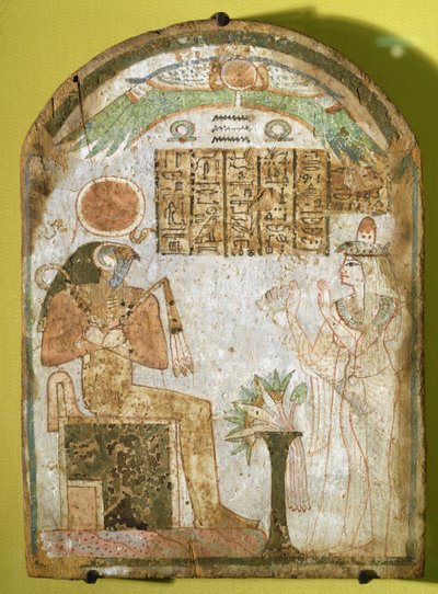 Stela, der forestiller Tachenes, der beder foran guden Re-Horakhty, 900 f.Kr. (malet træ) af Third Intermediate Period Egyptian