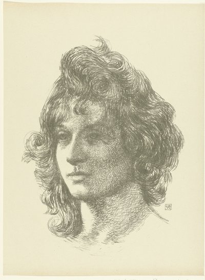 Portret af en ung kvinde Studie af en ung kvindes hoved The Trial (serietitel) af Théo van Rysselberghe
