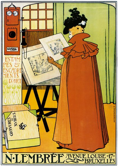 Reklameplakat for kunstbutikken Lembree i Bruxelles af Théo van Rysselberghe