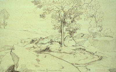 Udsigt over Serpentara mellem Olivano og Civitella af Théodore Caruelle d