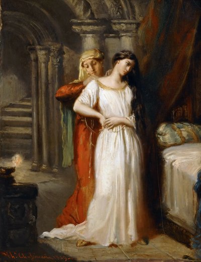 Desdemona trækker sig tilbage til sin seng, 1849. af Théodore Chassériau