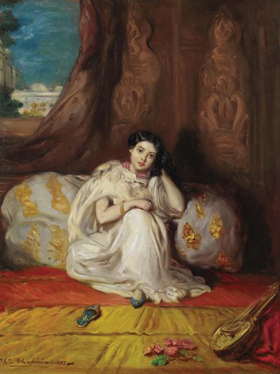 Ung maurisk pige, siddende i et rigt Almée-interiør, 1853. af Théodore Chassériau