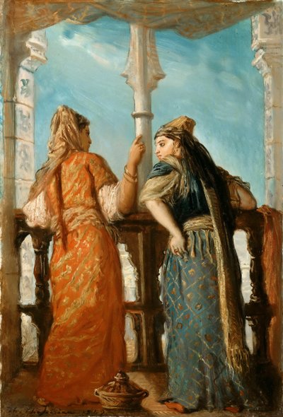 Jødiske kvinder på balkonen, Algier, 1849. af Théodore Chassériau