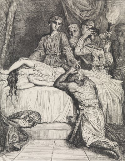 Åh! Åh! Åh!: plade 14 fra Othello Act 5, Scene 2, ætset 1844, r..., ætset 1844, genoptrykt 1900. af Théodore Chassériau