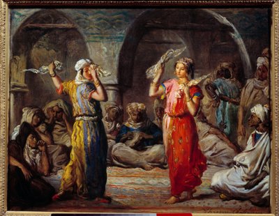 Orientalisme: "" Vævsdans: Marokkanske dansere"" Maleri af Theodore Chasseriau (1819-1856) 1800-tallet søn. 0,32x0,4 m af Théodore Chassériau