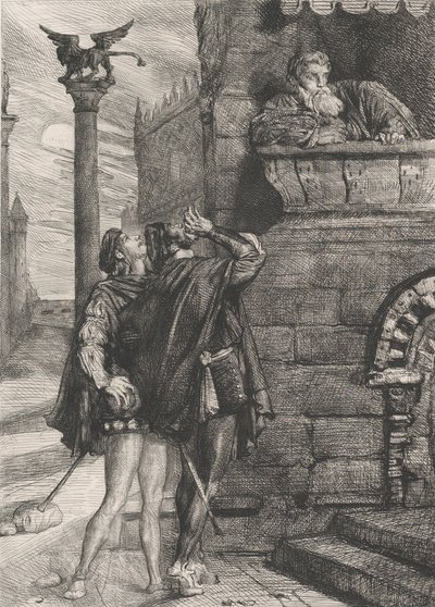 Vågn op! hvad ho! Brabantio! tyve! tyve!: plade 1 fra Othello Act 1, Scene 1, 1844. af Théodore Chassériau