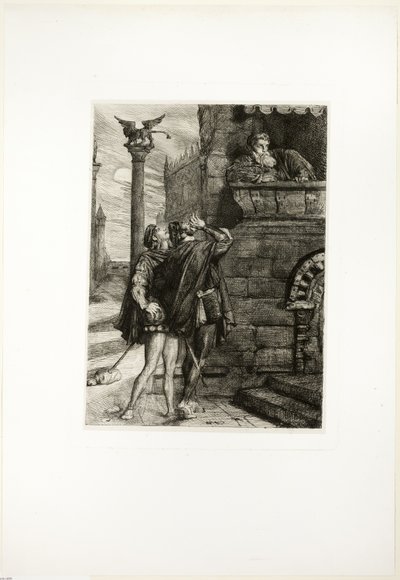 Vågn op! hvad ho! Brabantio! tyve! tyve!, tallerken en fra Othello af Théodore Chassériau