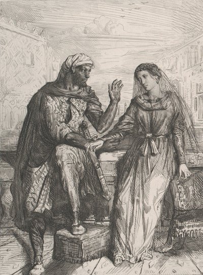 Hun takkede mig: plade 2 fra Othello Act 1, Scene 3, 1844. af Théodore Chassériau