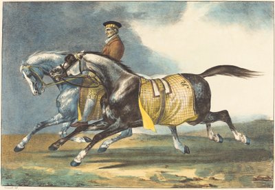 To dapple-grå ​​heste træner af Théodore Gericault and Léon Cogniet