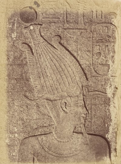 Nærbillede af en skulptur (profil af et hoved), Karnak af Théodule Devéria