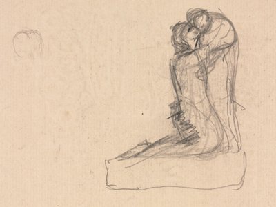 Skitse af to figurer, der omfavner verso. af Auguste Theodule Ribot