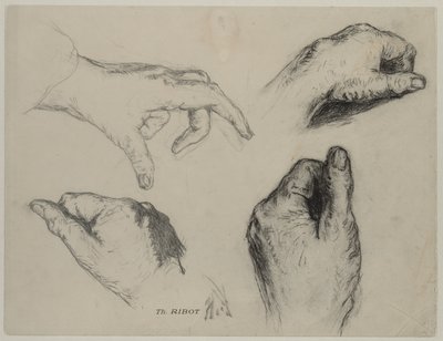 Study of Hands recto, 1800-tallet. af Auguste Theodule Ribot