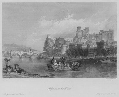 Avignon, ved Rhone (gravering) af Thomas (after) Allom