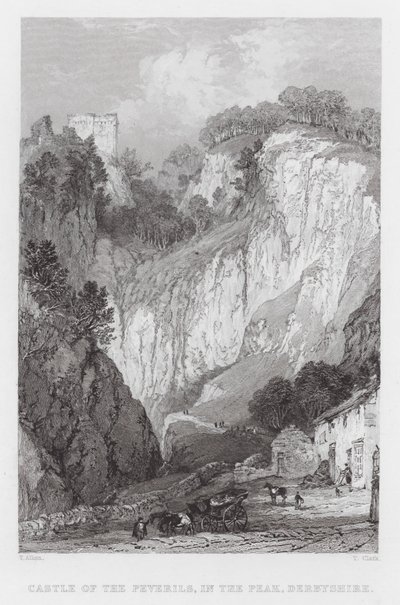 Castle of the Peverils, in the Peak, Derbyshire (gravering) af Thomas (after) Allom