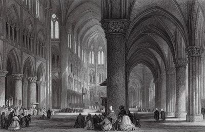 Katedralen Notre Dame, Paris (kobberstik) af Thomas (after) Allom