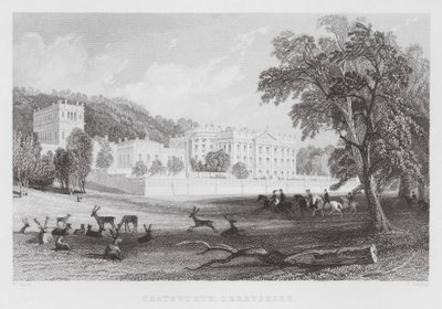 Chatsworth, Derbyshire (gravering) af Thomas (after) Allom
