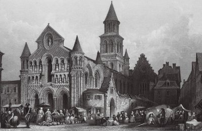 Notre Dame-kirken, Poitiers (kobberstik) af Thomas (after) Allom