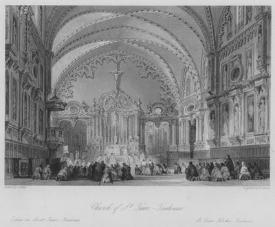 St Taur kirke, Toulouse (gravering) af Thomas (after) Allom