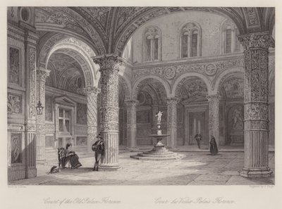 Court of the Old Palace, Firenze (gravering) af Thomas (after) Allom