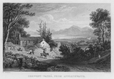 Derwent Water, fra Applethwaite (gravering) af Thomas (after) Allom