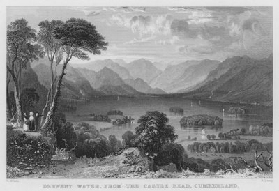 Derwent Water, fra Castle Head, Cumberland (gravering) af Thomas (after) Allom