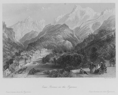 Eaux Bonnes, i Pyrenæerne (gravering) af Thomas (after) Allom