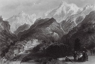 Eaux Bonnes, i Pyrenæerne (kobberstik) af Thomas (after) Allom