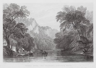 Færge over Derwent, Matlock Bath (gravering) af Thomas (after) Allom