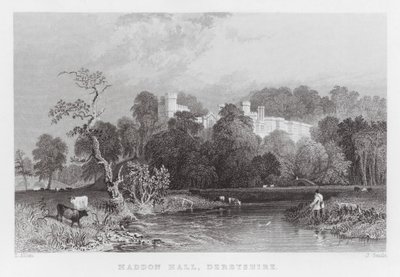 Haddon Hall, Derbyshire (gravering) af Thomas (after) Allom