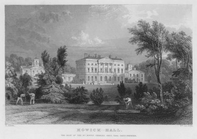 Howick Hall, sæde for Charles Grey, Earl Grey, Premier (gravering) af Thomas (after) Allom