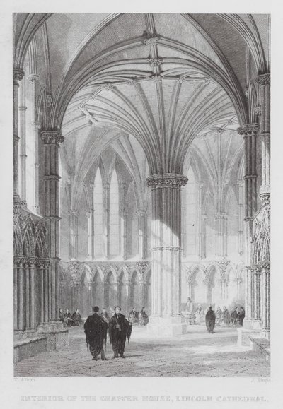Interiør af Chapter House, Lincoln Cathedral (gravering) af Thomas (after) Allom