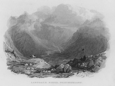Langdale Pikes, Westmorland (gravering) af Thomas (after) Allom