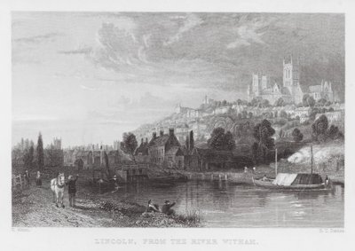 Lincoln, fra floden Witham (gravering) af Thomas (after) Allom