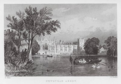 Newstead Abbey (gravering) af Thomas (after) Allom