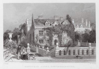 Newstead Abbey, Nottinghamshire (gravering) af Thomas (after) Allom