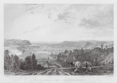 Nottingham og dens omgivelser (gravering) af Thomas (after) Allom